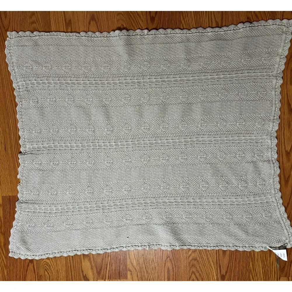 Babies R Us Brown Cable Knit Baby Blanket Cotton Ruffle Trim Geoffrey 2013